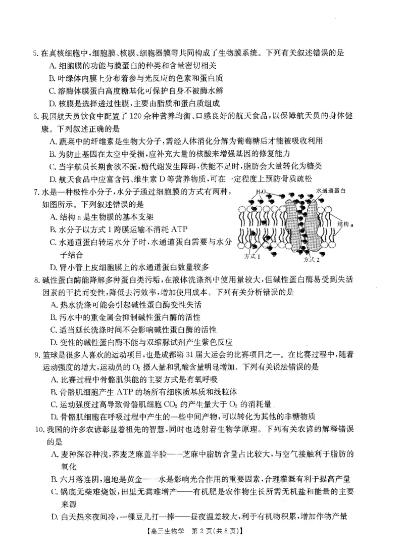 生物(1)_2023年10月_0210月合集_2024届山西省高三上学期10月金太阳联考_山西省2024届高三上学期10月金太阳联考生物