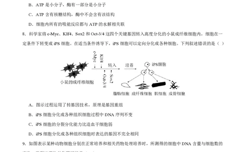 重庆市缙云教育联盟2023-2024学年高三上学期8月月考生物(1)_2023年8月_028月合集_2024届重庆市缙云教育联盟高三8月联考