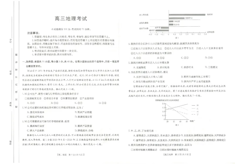 河北省保定市部分高中2023-2024学年高三上学期开学考试地理(1)_2023年8月_028月合集_2024届河北省保定市部分高中高三上学期开学考试