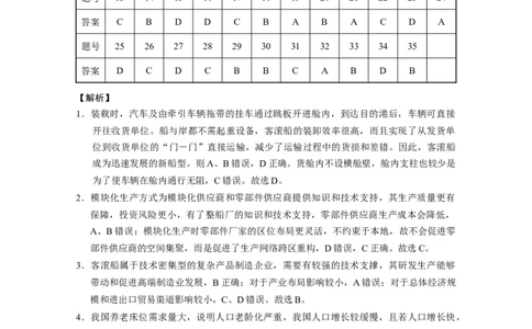 2024届云南三校高考备考实用性联考卷（六）文综-答案_2024年2月_01每日更新_24号_2024届云南省三校高考备考实用性联考卷（六）