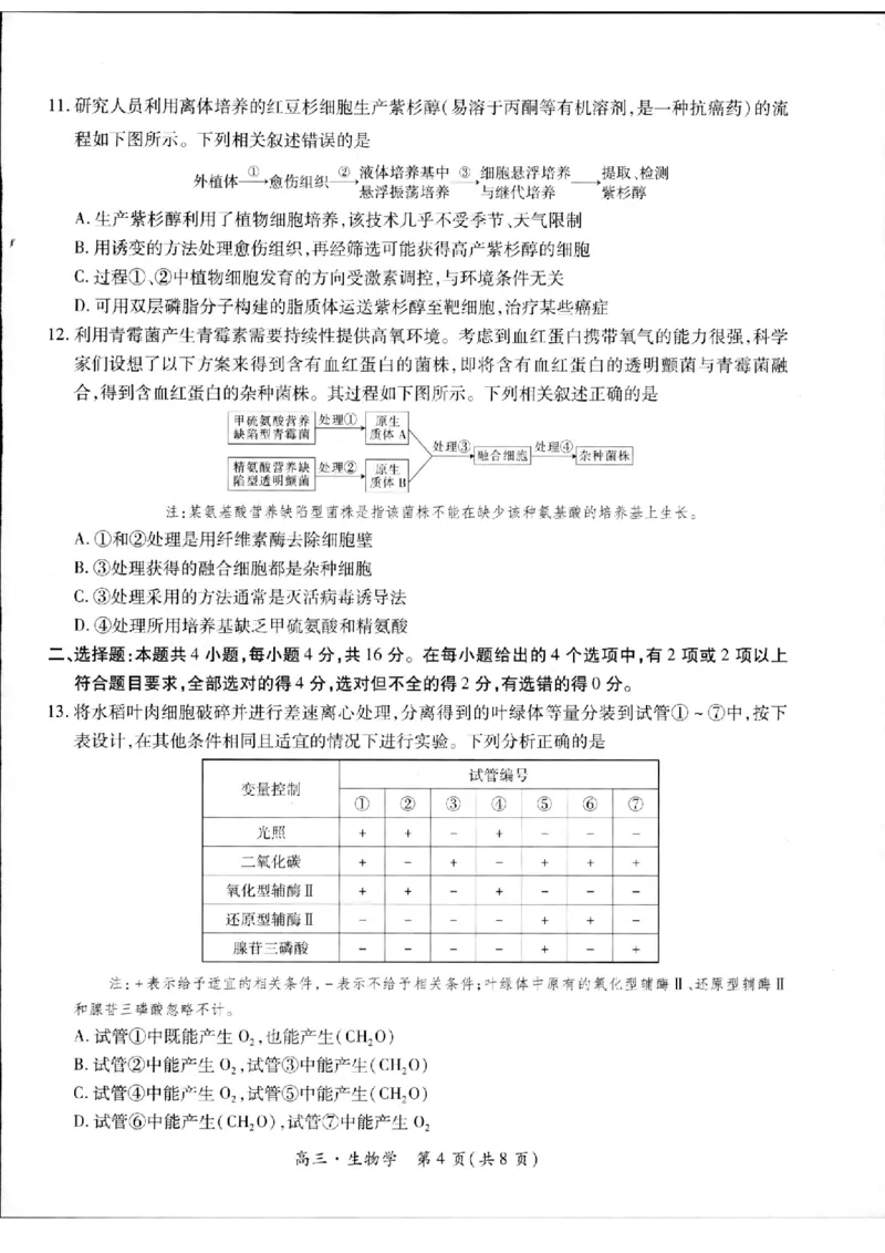 2023-2024学年江西省高三5月高考适应性大练兵联考生物_2024年5月_01按日期_30号_2024届江西省稳派上进高三5月高考适应性大练兵联考
