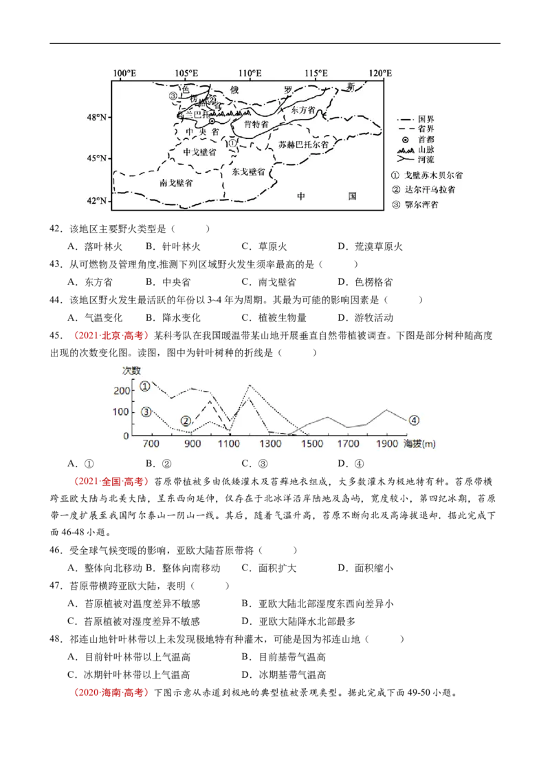 专题06自然环境的整体性与差异性-五年（2019-2023）高考地理真题分项汇编（原卷版）_赠送：2008-2024全套高考真题_高考地理真题_送高考地理五年真题(2019-2023)分项汇编（全国通用）