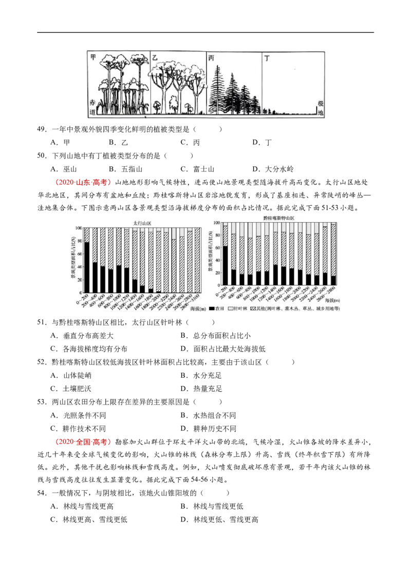 专题06自然环境的整体性与差异性-五年（2019-2023）高考地理真题分项汇编（原卷版）_赠送：2008-2024全套高考真题_高考地理真题_送高考地理五年真题(2019-2023)分项汇编（全国通用）