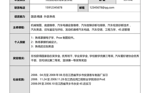 标准表格单页07_各类简历_简历模板(1)_表格模板1-18_word-