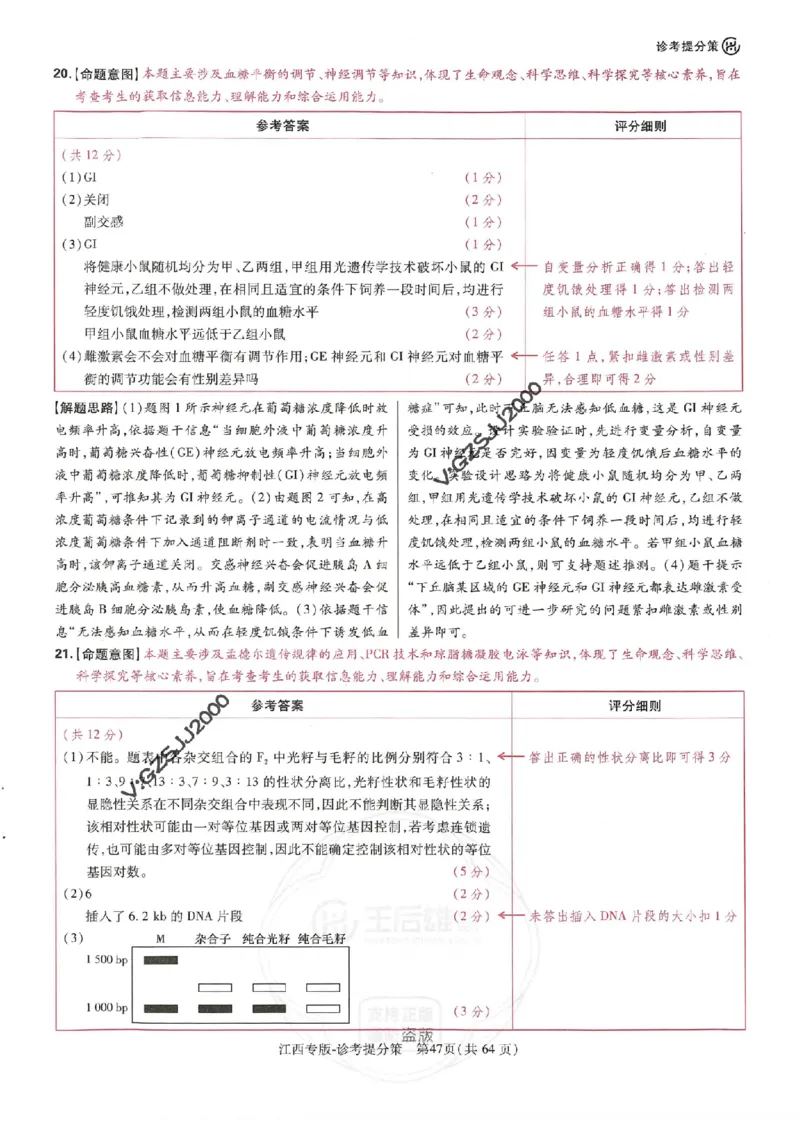 王后雄高考押题预测卷2024江西专版诊考提分册_2024高考押题卷_22024王hou雄_16王后雄押题_2024年王后雄高考押题预测卷（江西专版）