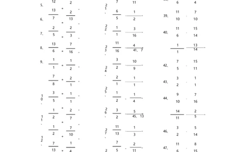 分数加减混合第41-60篇（高级）_编码0121-6年级数学口算计算_口算题（适合5年级）_分数-加减混合（280篇）_（分数）加减混合高级2～（80篇）