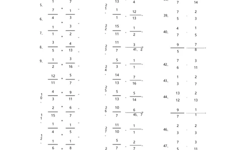 分数加减混合第41-60篇（高级）_编码0121-6年级数学口算计算_口算题（适合5年级）_分数-加减混合（280篇）_（分数）加减混合高级2～（80篇）