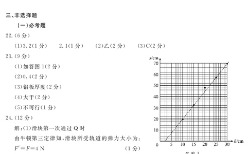 2021级雅安二诊物理答案及评分细则_2024年3月_013月合集_2024届四川九市（广安、眉山、遂宁、雅安、资阳、乐山、广元、自贡、内江）二诊