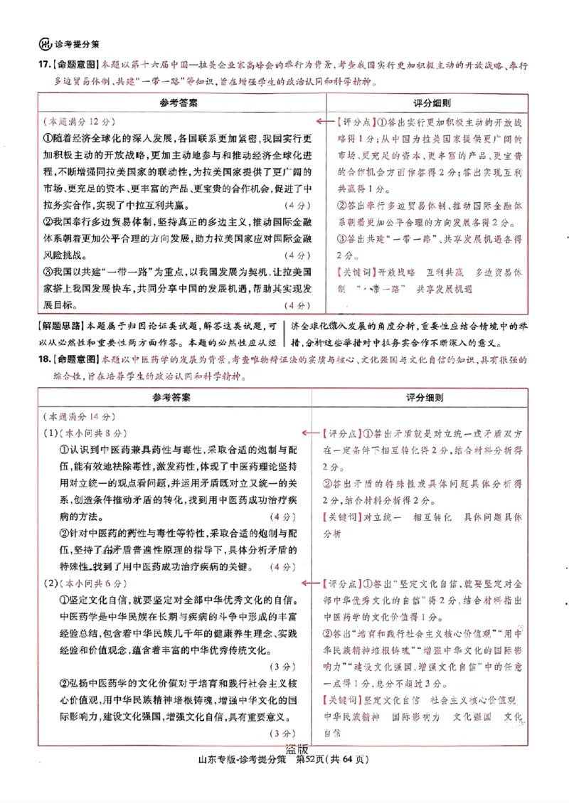 王后雄高考押题预测卷2024山东专版-政治答案_2024高考押题卷_22024王hou雄_（新高考）2024王后雄押题预测卷（分科版）_7.政治