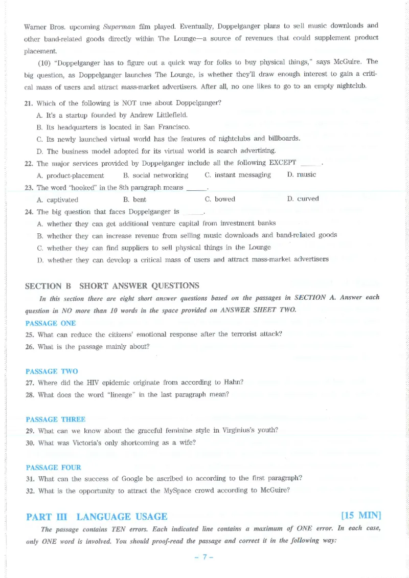 Modeltest5​_2025专四专八真题及备考资料_2009-2024专八真题+备考资料_24专八预测押题卷_专八押题卷7套_第5套预测+解析+听力