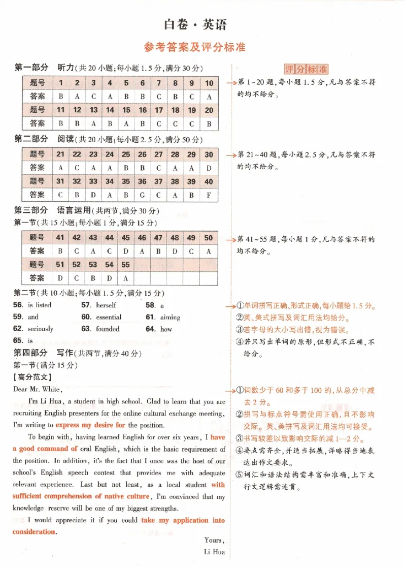 英语白卷（答案）_2023高考押题卷_腾远黑白卷（官方只发售理科及新高考版本）_新高考_2023年《腾远高考黑白卷》英语（新高考）