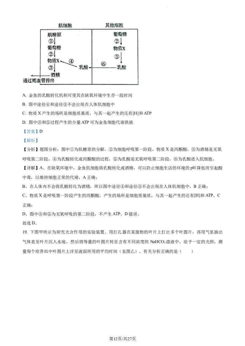 精品解析：福建省三明市一中2023-2024学年高三10月月考生物试题（解析版）(1)_2023年10月_0210月合集_2024届福建省三明市一中高三10月月考_福建省三明市一中2024届高三10月月考生物