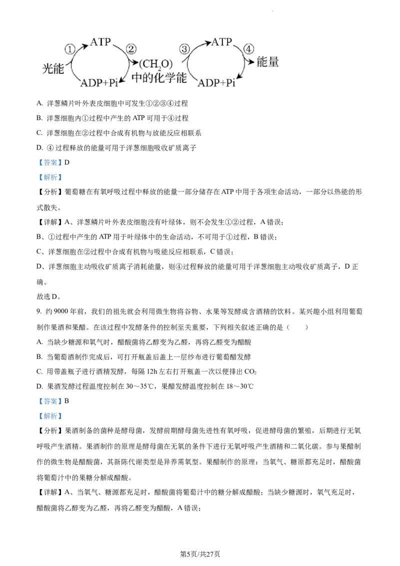 精品解析：福建省三明市一中2023-2024学年高三10月月考生物试题（解析版）(1)_2023年10月_0210月合集_2024届福建省三明市一中高三10月月考_福建省三明市一中2024届高三10月月考生物