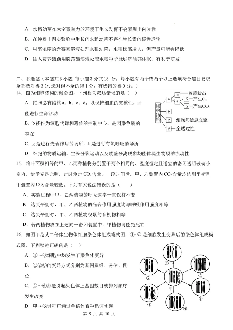 生物试题(1)_2023年10月_0210月合集_2024届河北省唐县第一中学高三上学期10月月考_河北省唐县第一中学2024届高三上学期10月月考生物