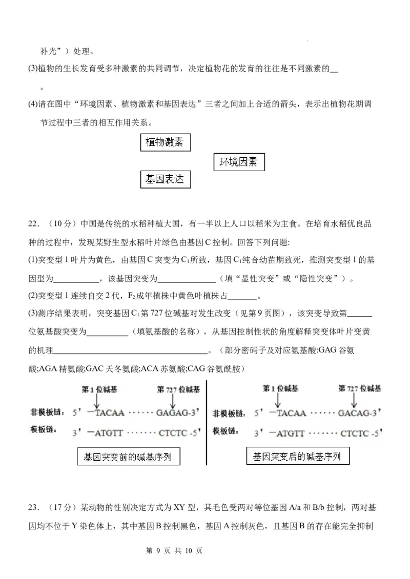 生物试题(1)_2023年10月_0210月合集_2024届河北省唐县第一中学高三上学期10月月考_河北省唐县第一中学2024届高三上学期10月月考生物