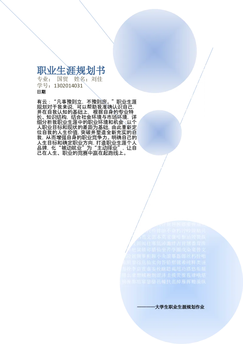 大学生职业生涯规划书范文范本（国贸专业）_E6-职业规划_58国际经济与贸易专业