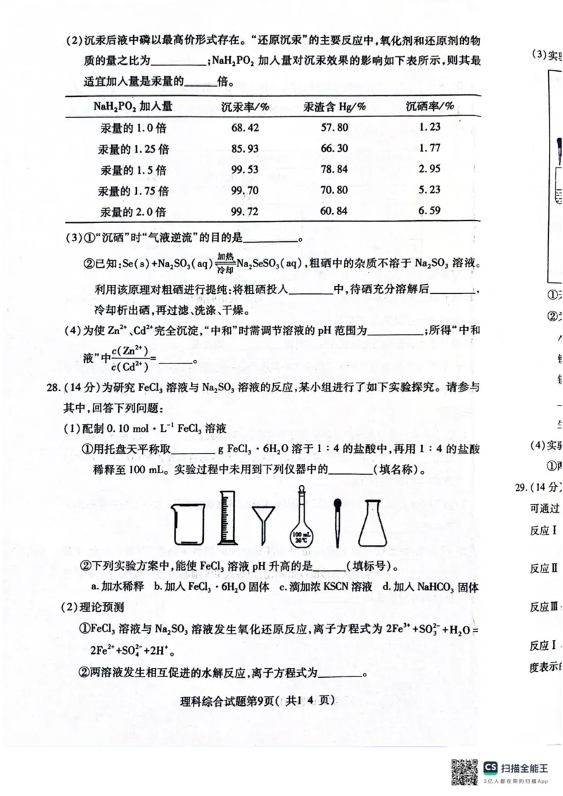 2024届山西省临汾市高三下学期适应性训练考试（三）理科综合试题_2024年5月_01按日期_1号_2024届山西省临汾市高三下学期考前适应性训练(三)