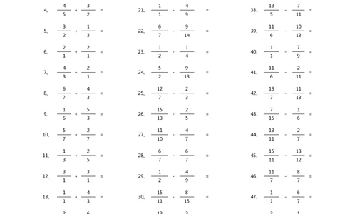 分数加减混合第91~100篇（初级）_编码0121-6年级数学口算计算_口算题（适合5年级）_分数-加减混合（280篇）_（分数）加减混合初级（100篇）
