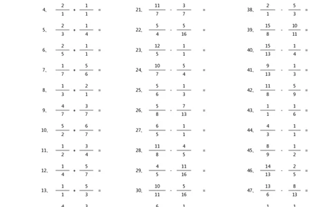 分数加减混合第91~100篇（初级）_编码0121-6年级数学口算计算_口算题（适合5年级）_分数-加减混合（280篇）_（分数）加减混合初级（100篇）