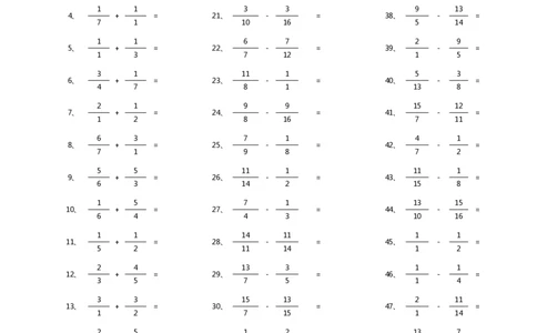 分数加减混合第91~100篇（初级）_编码0121-6年级数学口算计算_口算题（适合5年级）_分数-加减混合（280篇）_（分数）加减混合初级（100篇）