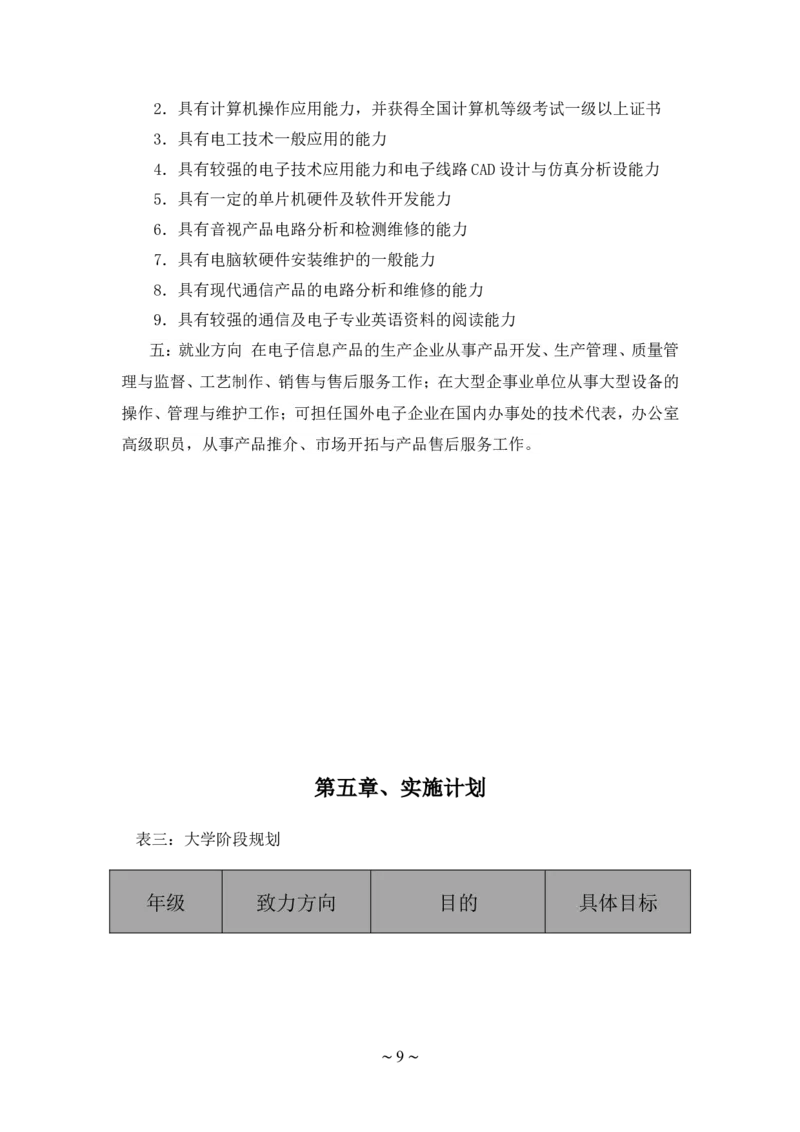 大学生职业生涯规划书应用电子技术2总结_E6-职业规划_59电子信息、应电专业