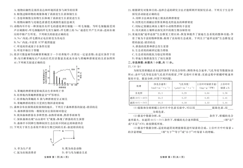 衡水金卷高三上(摸底考)-生物试题+答案(1)_2023年9月_029月合集_2024届衡水金卷高三摸底联考
