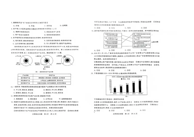 2024届山西高三第二次学业质量评价文科综合试题(1)_2024年3月_013月合集_2024届山西省高三第二次学业质量评估_山西省2024届高三第二次学业质量评估文综