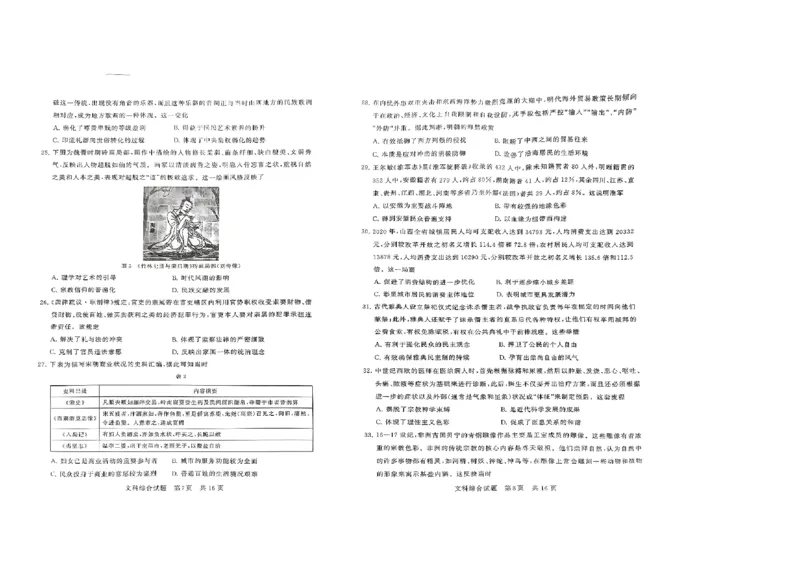 2024届山西高三第二次学业质量评价文科综合试题(1)_2024年3月_013月合集_2024届山西省高三第二次学业质量评估_山西省2024届高三第二次学业质量评估文综