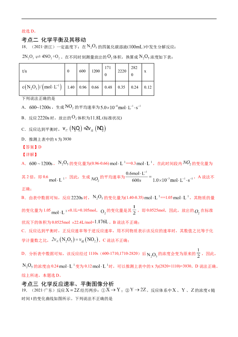 专题09化学反应速率与化学平衡-五年（2019-2023）高考化学真题分项汇编（全国通用）（解析版）_赠送：2008-2024全套高考真题_高考化学真题