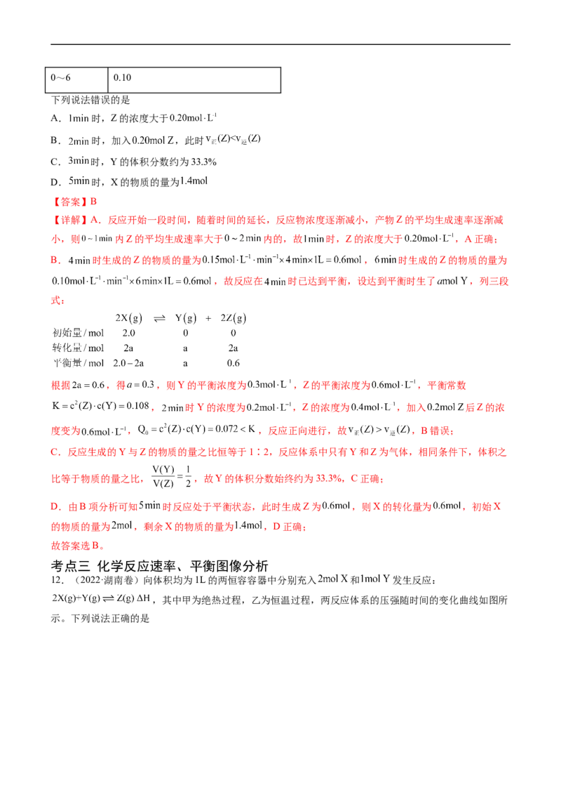 专题09化学反应速率与化学平衡-五年（2019-2023）高考化学真题分项汇编（全国通用）（解析版）_赠送：2008-2024全套高考真题_高考化学真题