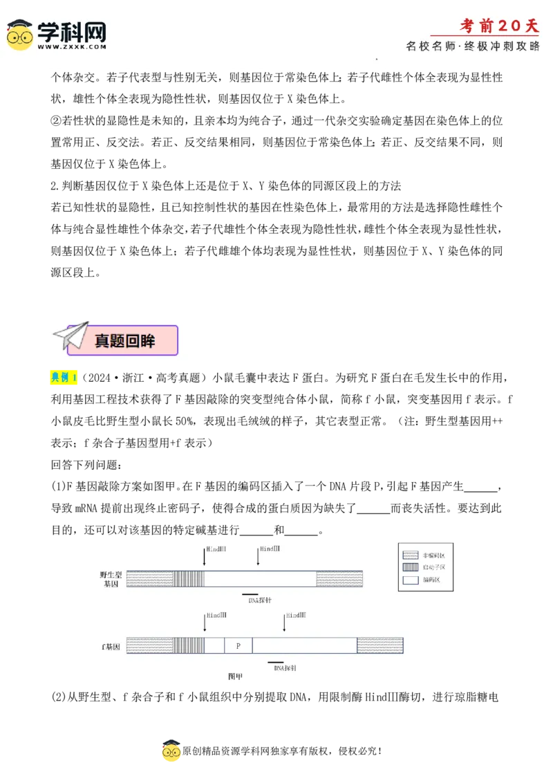 生物（二）-2024年高考考前20天终极冲刺攻略_2024高考押题卷_62024学科网全系列_21学科网高考考前终极攻略_生物-2024年高考考前20天终极冲刺攻略