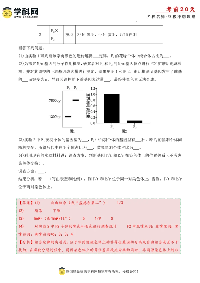 生物（二）-2024年高考考前20天终极冲刺攻略_2024高考押题卷_62024学科网全系列_21学科网高考考前终极攻略_生物-2024年高考考前20天终极冲刺攻略
