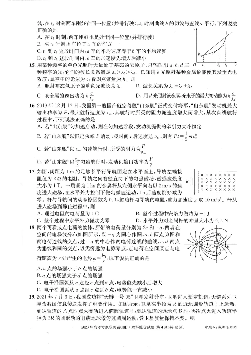 2023届四川省成都市高三下学期高考专家联测卷（四）丨理综_2024年2月_01每日更新_14号_2023届四川省成都市2023届高三高考专家联测卷（四）全科