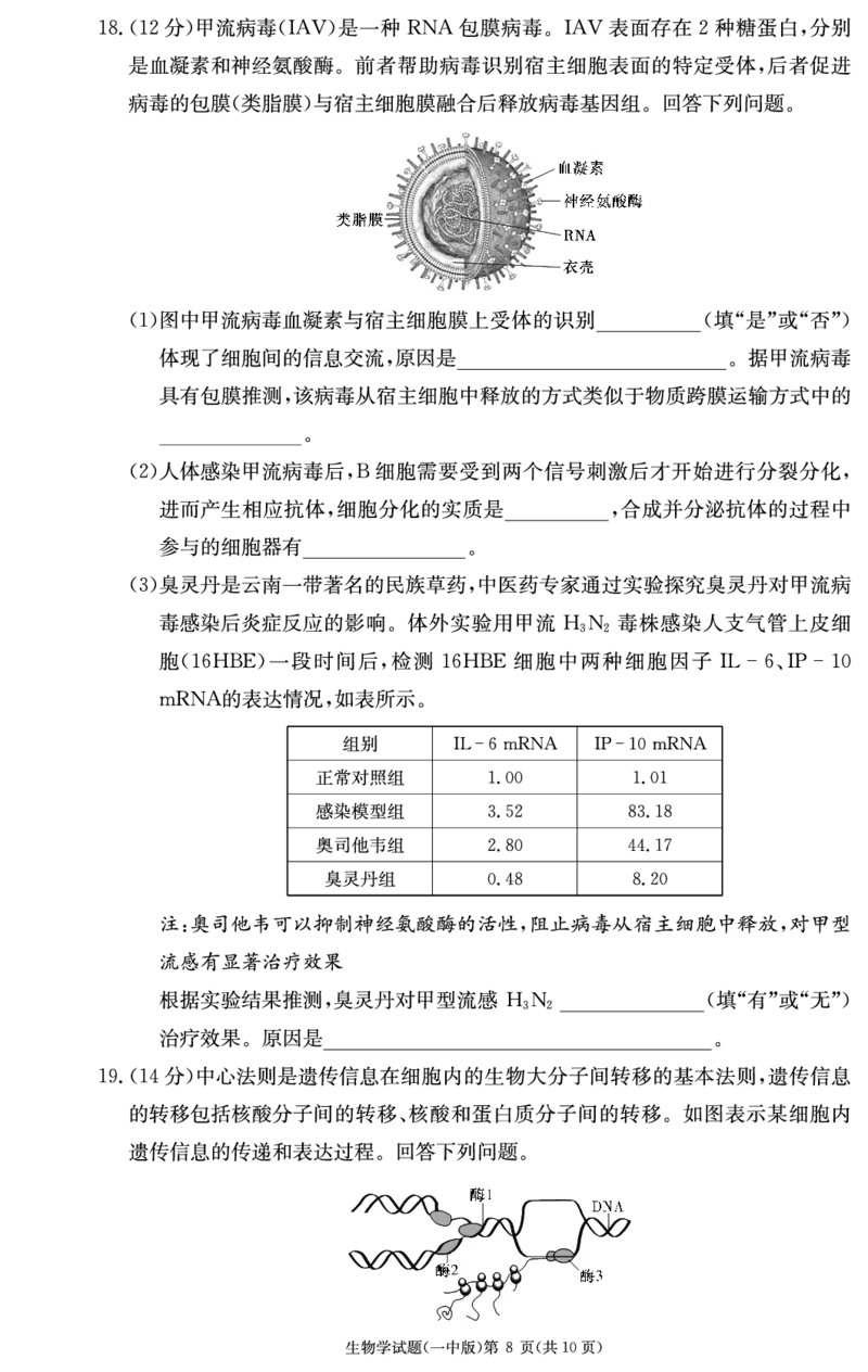 湖南省长沙市第一中学2023-2024学年高三上学期月考卷（三）生物(1)_2023年10月_01每日更新_13号_2024届湖南省长沙市第一中学高三上学期月考卷（三）