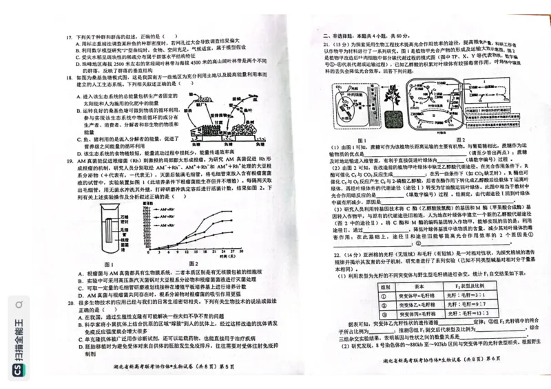 湖北省新高考联考协作体2022-2023学年高三上学期起点考试生物试题_2023年7月_01每日更新_27号_2023届湖北省新高考联考协作体高三上学期起点考试