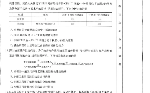 2024届江西省部分学校高三下学期5月第一次适应性考试大联考生物_2024年5月_01按日期_25号_2024届江西省金太阳（515C）高三5月联考_2024届江西省金太阳高三5月联考（515C）生物