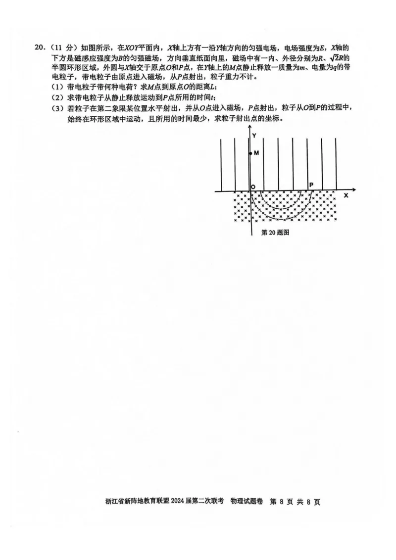 物理卷-2310新阵地联盟(1)_2023年10月_0210月合集_2024届浙江省新阵地教育联盟高三上学期第二次联考_浙江省新阵地教育联盟2024届高三上学期第二次联考物理