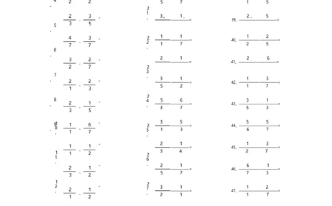 分数减法第61-80篇（初级）_编码0121-6年级数学口算计算_口算题（适合5年级）_分数-减法（200篇）_（分数）减法初级（100篇）