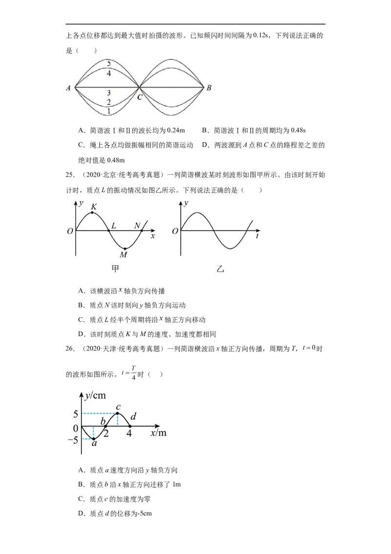 专题13机械振动机械波(原卷版)_赠送：2008-2024全套高考真题_高考物理真题_送高考物理五年真题(2019-2023)分项汇编（全国通用）