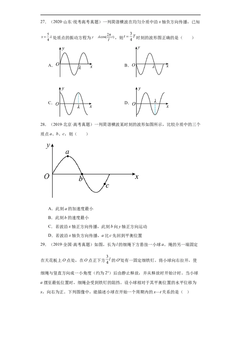 专题13机械振动机械波(原卷版)_赠送：2008-2024全套高考真题_高考物理真题_送高考物理五年真题(2019-2023)分项汇编（全国通用）