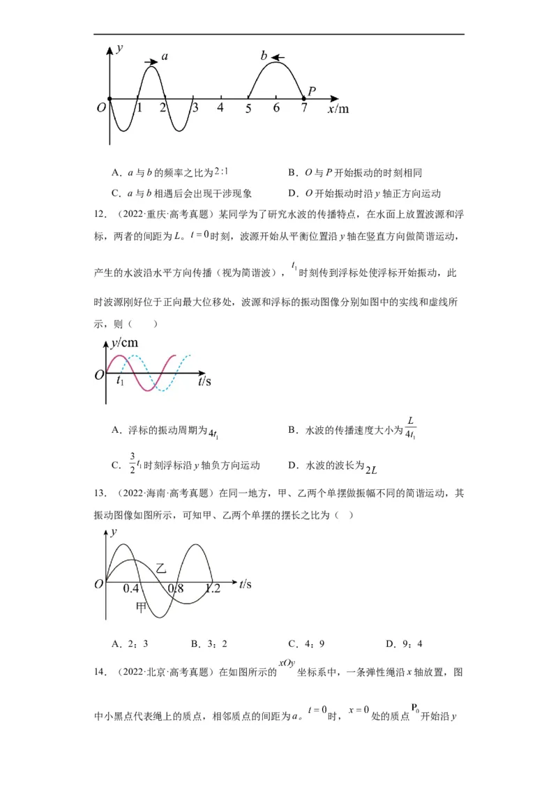专题13机械振动机械波(原卷版)_赠送：2008-2024全套高考真题_高考物理真题_送高考物理五年真题(2019-2023)分项汇编（全国通用）