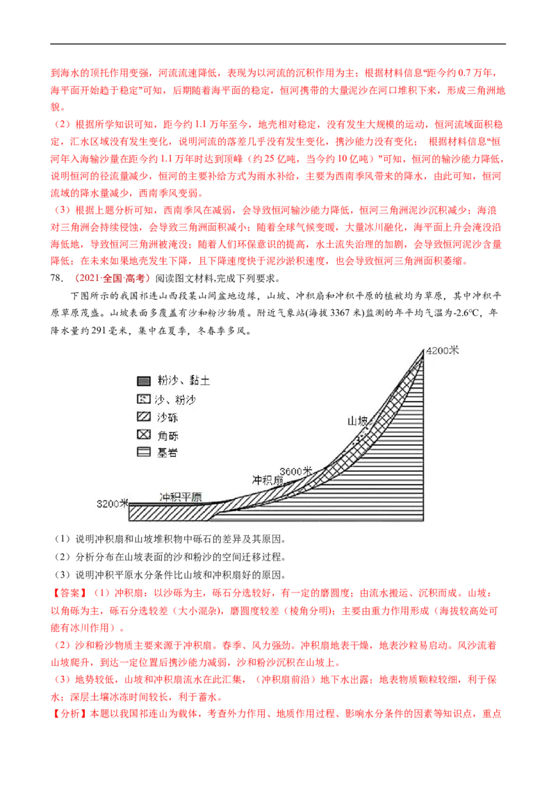 专题05地表形态的塑造-五年（2019-2023）高考地理真题分项汇编（解析版）_赠送：2008-2024全套高考真题_高考地理真题_送高考地理五年真题(2019-2023)分项汇编（全国通用）