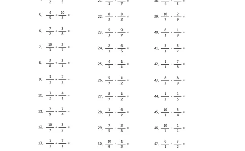 分数加减混合第1-10篇_编码0121-6年级数学口算计算_口算题（适合5年级）_分数-加减混合（280篇）_（分数）加减混合初级（100篇）