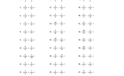 分数加减混合第1-10篇_编码0121-6年级数学口算计算_口算题（适合5年级）_分数-加减混合（280篇）_（分数）加减混合初级（100篇）