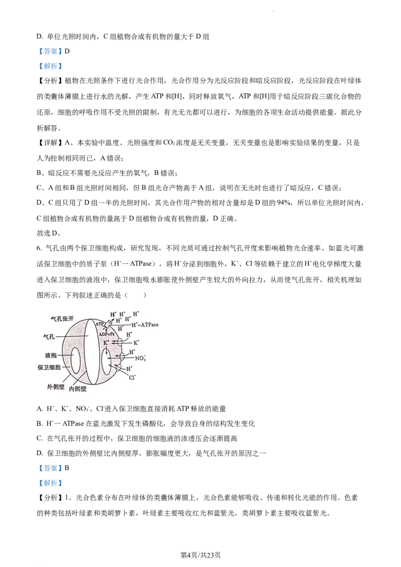 精品解析：江西省宜春市宜丰中学2023-2024学年高三10月月考生物试题（解析版）(1)_2023年10月_0210月合集_2024届江西省宜春市宜丰中学创新部高三上学期10月月考