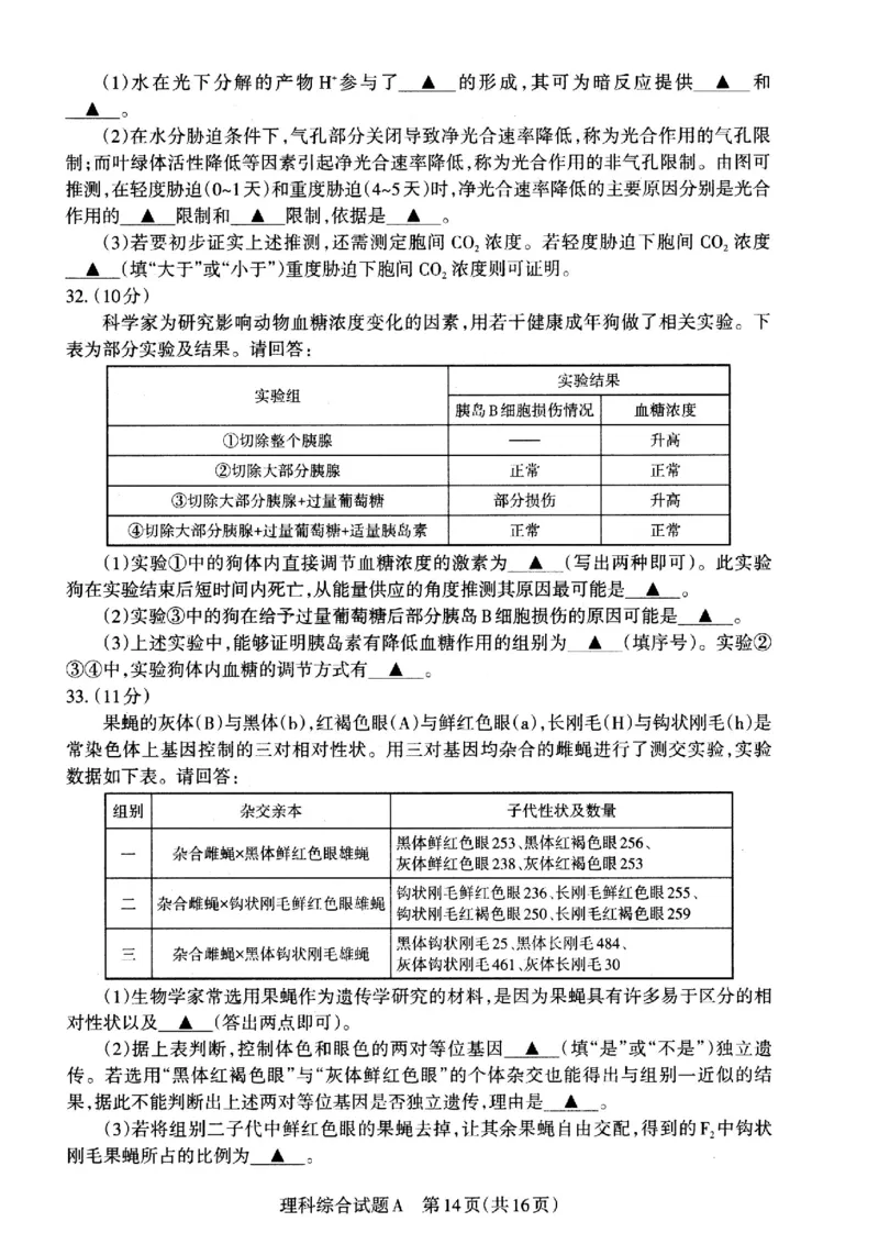 2023届山西省高考考前适应性测试（3月）一模丨理综_2024年2月_01每日更新_14号_2023届山西省高考考前适应性测试（3月）一模全科_2023届山西省高考考前适应性测试（3月）一模理综