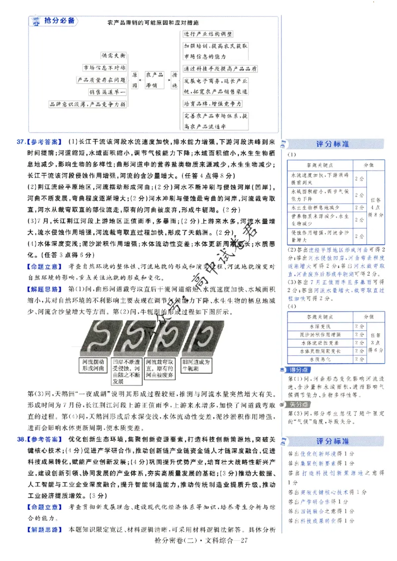 评分标准一题一模板文科综合答案_2024高考押题卷_12024天星全系列_tx抢分密卷_tx抢分密卷（老教材）