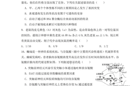 贵州思南中学高三上(月考Ⅱ)-生物试题+答案(1)_2023年9月_029月合集_2024届贵州省思南中学高三上学期第二次月考