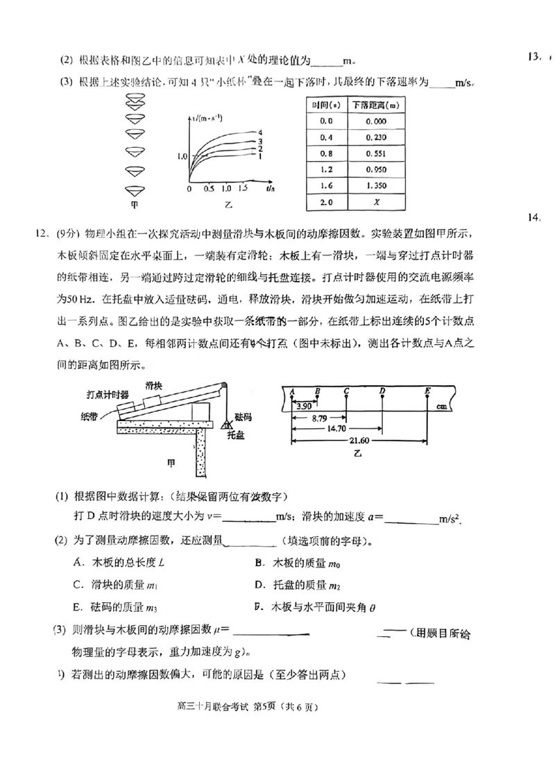 重庆育才中学西南大学附中高2024届拔尖强基联盟高三十月联合考试物理(1)_2023年10月_0210月合集_2024届重庆育才中学西南大学附中高拔尖强基联盟高三十月联合考试