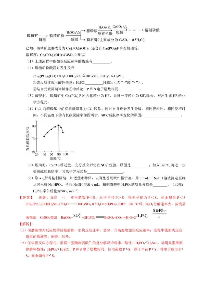 专题97工艺流程&mdash;&mdash;非金属元素载体（解析卷）_近10年高考真题汇编（必刷）_十年（2014-2024）高考化学真题分项汇编（全国通用）_十年（2014-2023）高考化学真题分项汇编（全国通用）